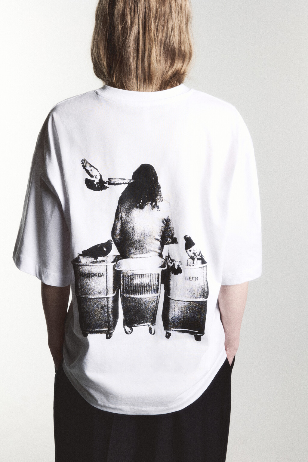 Футболка прямая хлопковая с принтом - цвет белый - 2