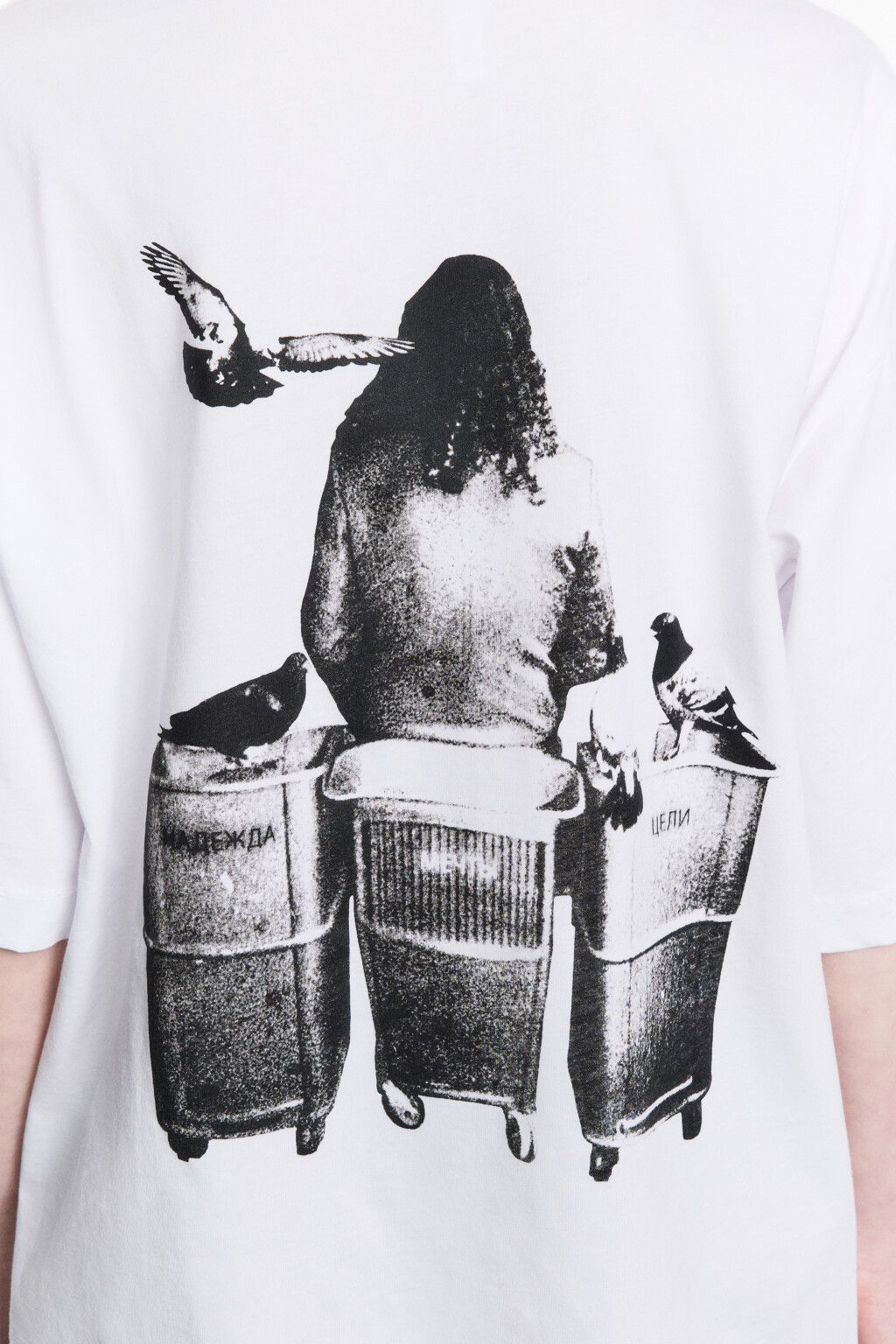 Футболка прямая хлопковая с принтом - цвет белый - 7