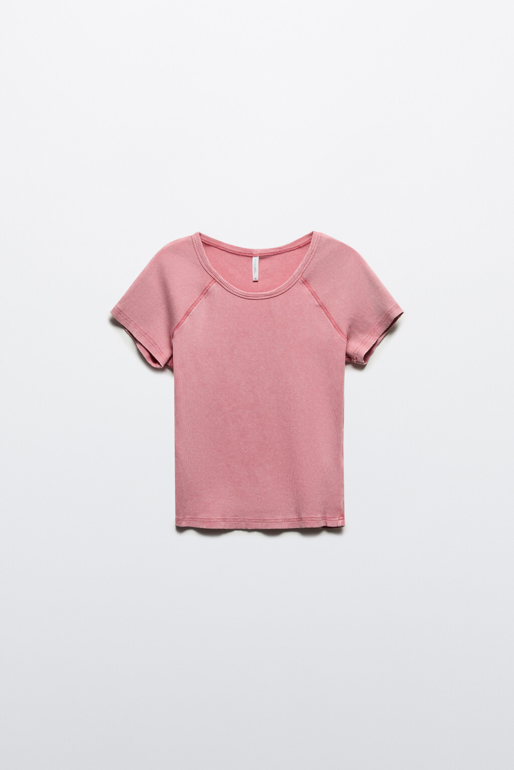 Футболка-топ в рубчик с вареным эффектом - цвет оранжевый - 8