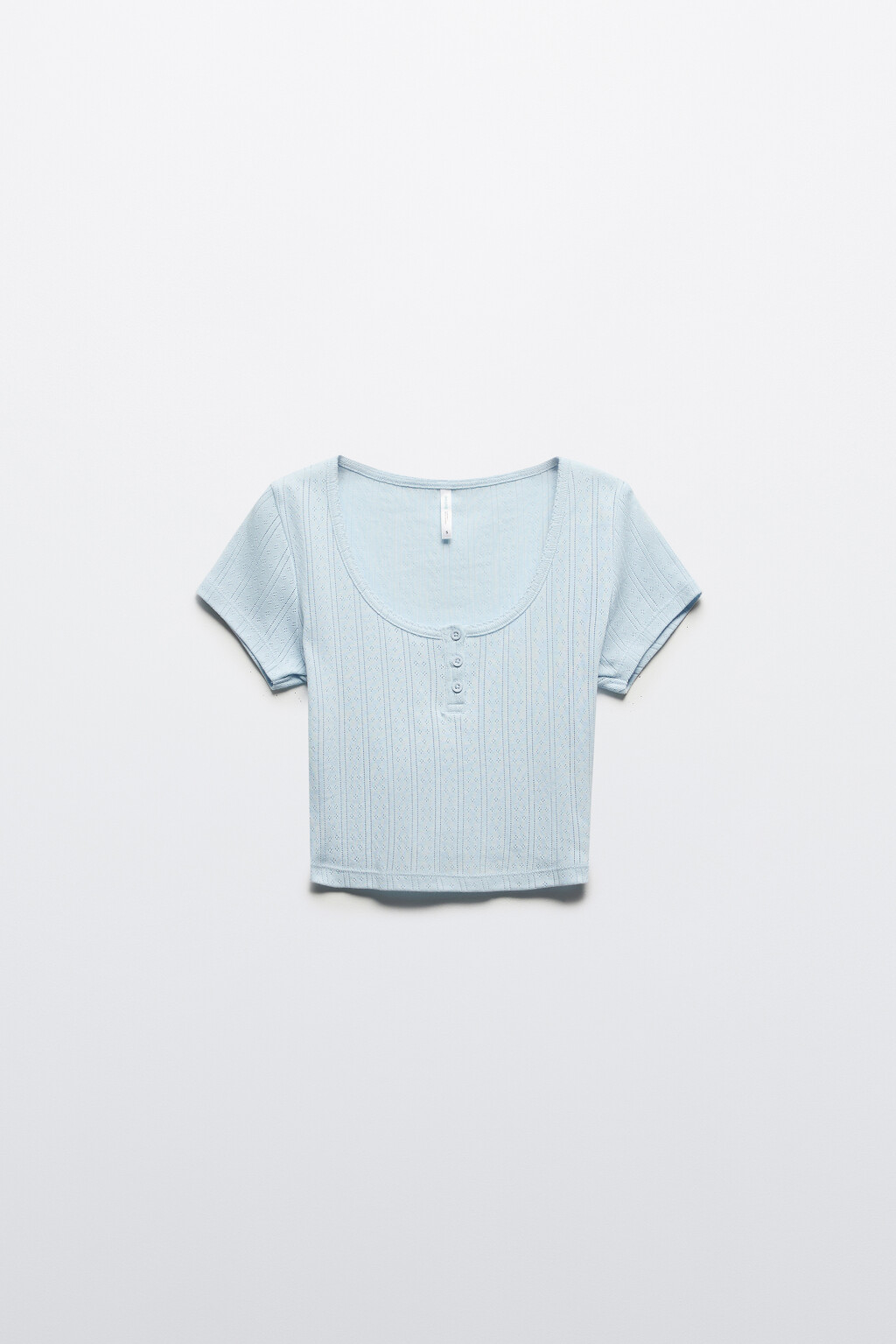 Футболка-топ с вырезом на пуговицах - цвет голубой - 7