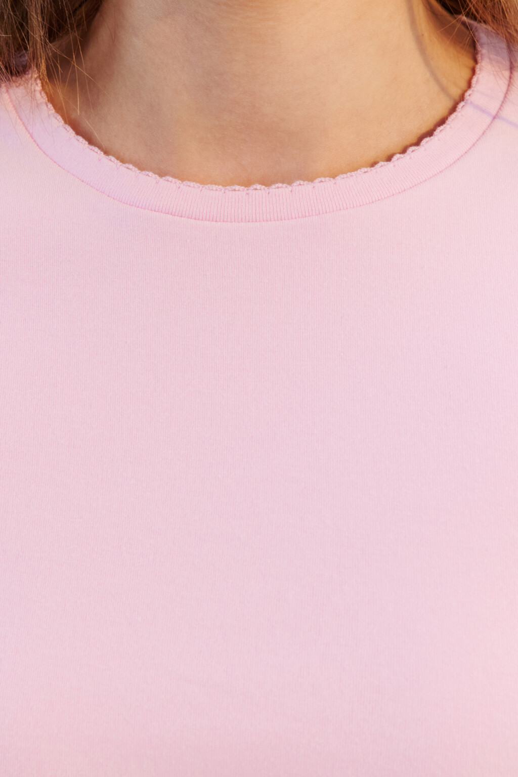Футболка приталенная с кружевом - цвет розовый - 5