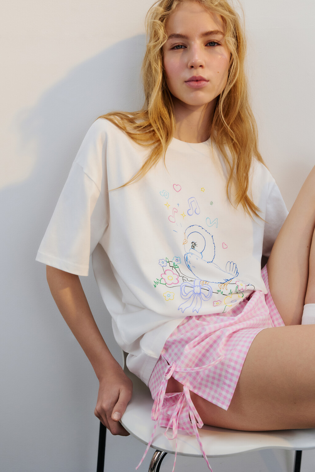 Футболка хлопковая с принтом - цвет белый - 4