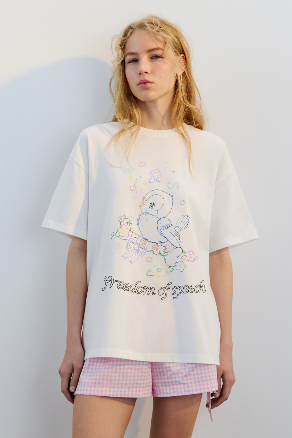 Футболка хлопковая с принтом - цвет белый - 5