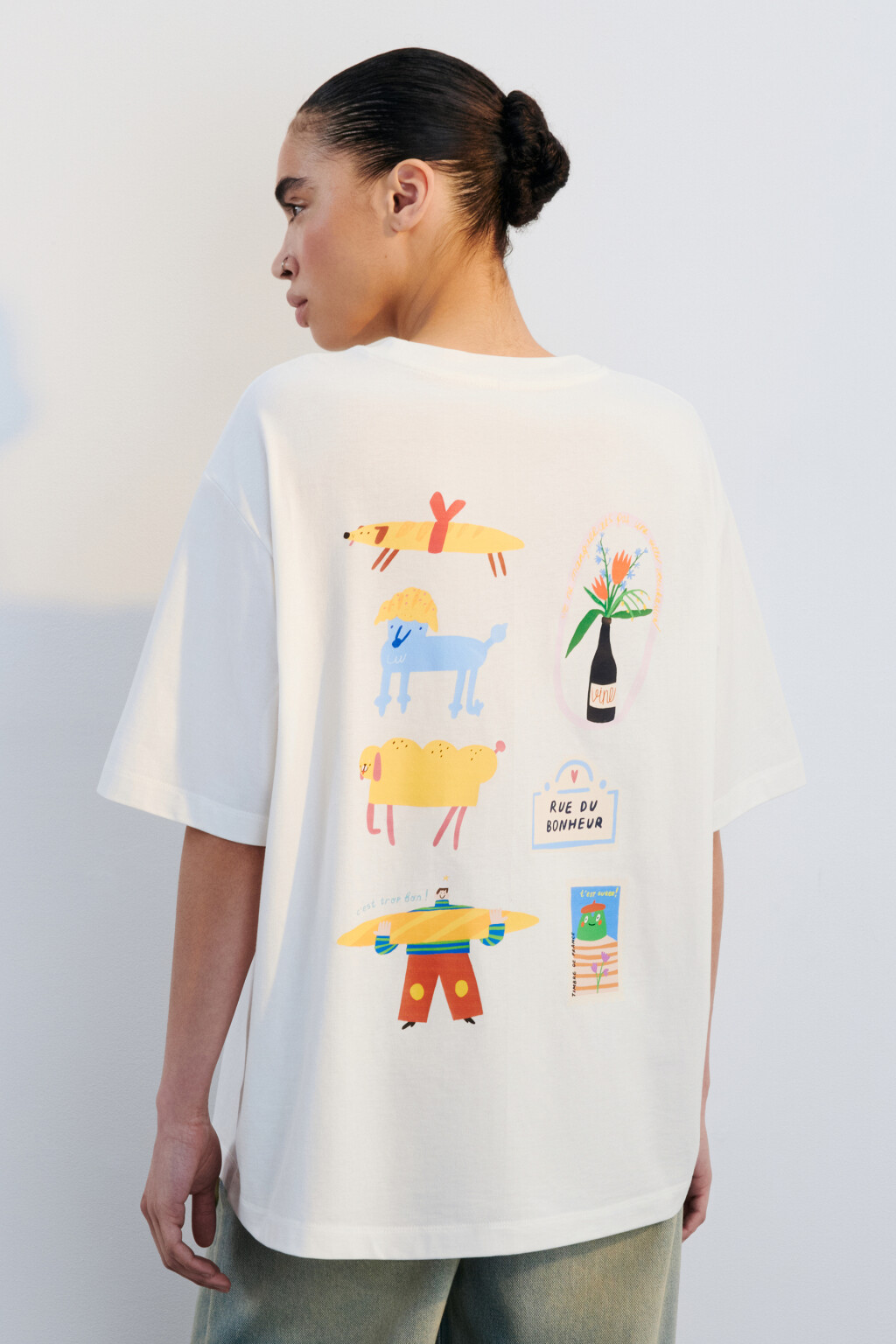 Футболка хлопковая с принтом - цвет бежевый - 3