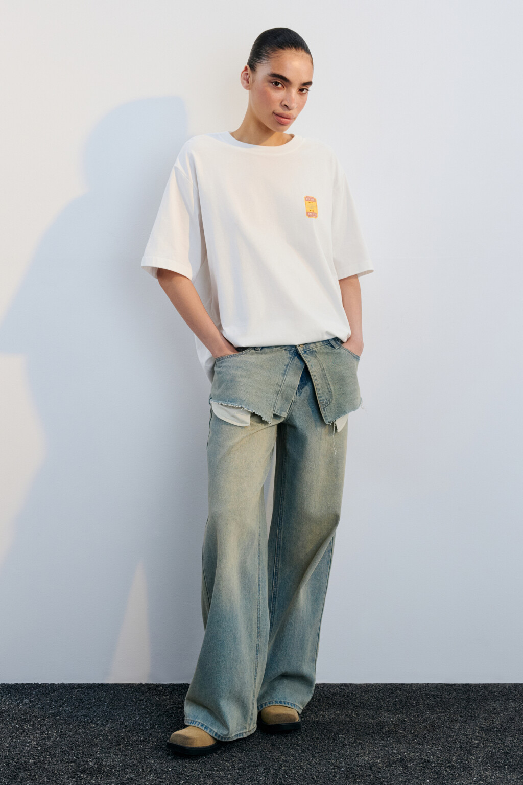 Футболка хлопковая с принтом - цвет бежевый - 4