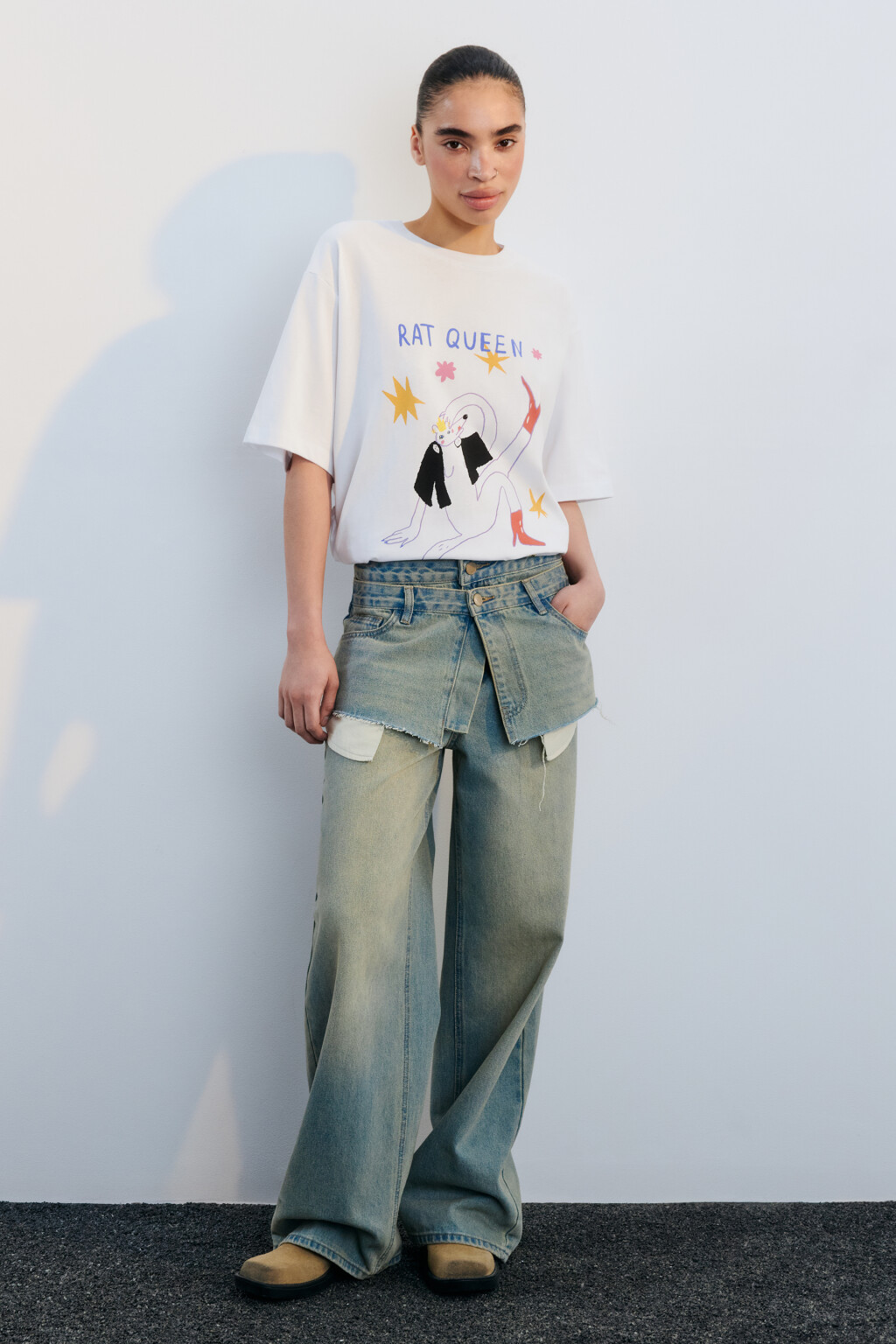 Футболка хлопковая с принтом - цвет белый - 5