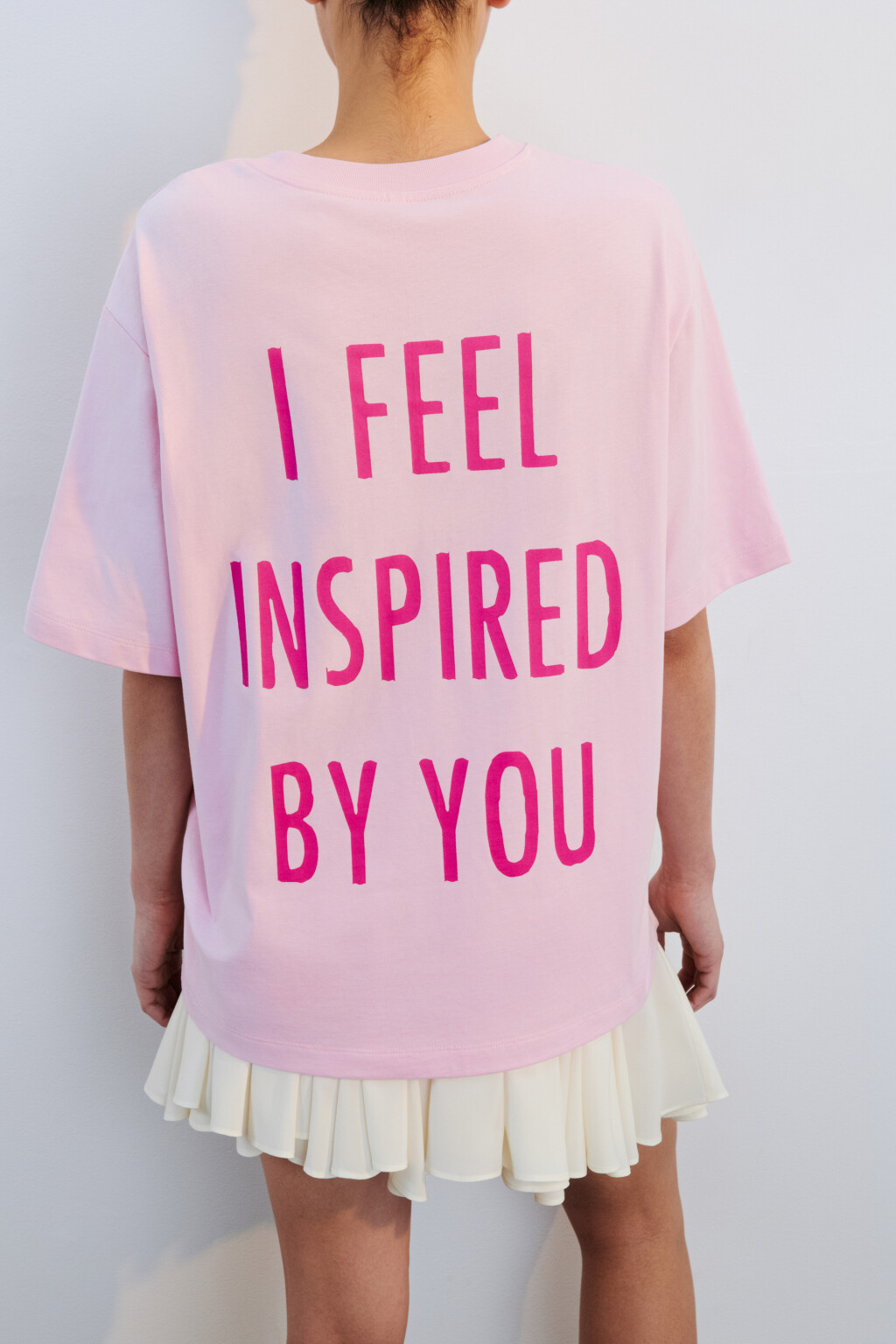 Футболка хлопковая с принтом - цвет розовый - 1