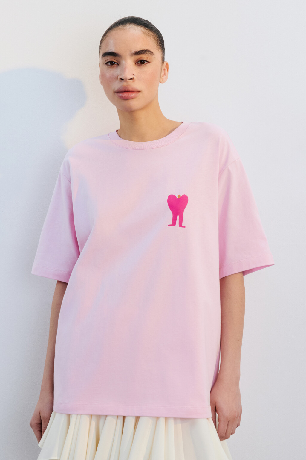Футболка хлопковая с принтом - цвет розовый - 2