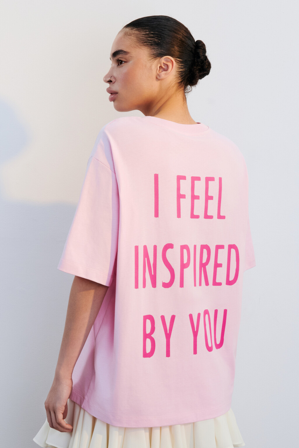 Футболка хлопковая с принтом - цвет розовый - 3