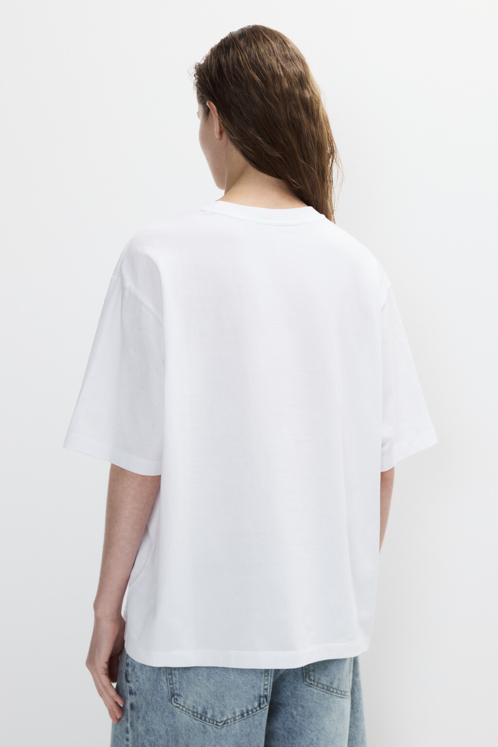 Футболка хлопковая с прозрачными каплями - цвет белый - 3