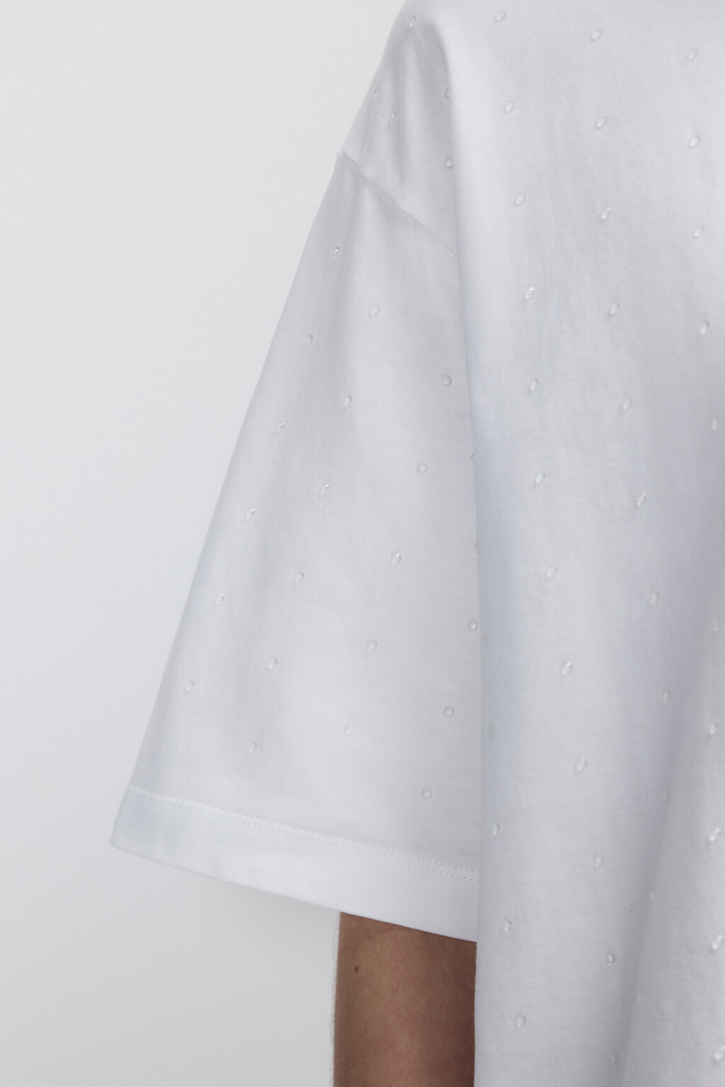 Футболка хлопковая с прозрачными каплями - цвет белый - 6