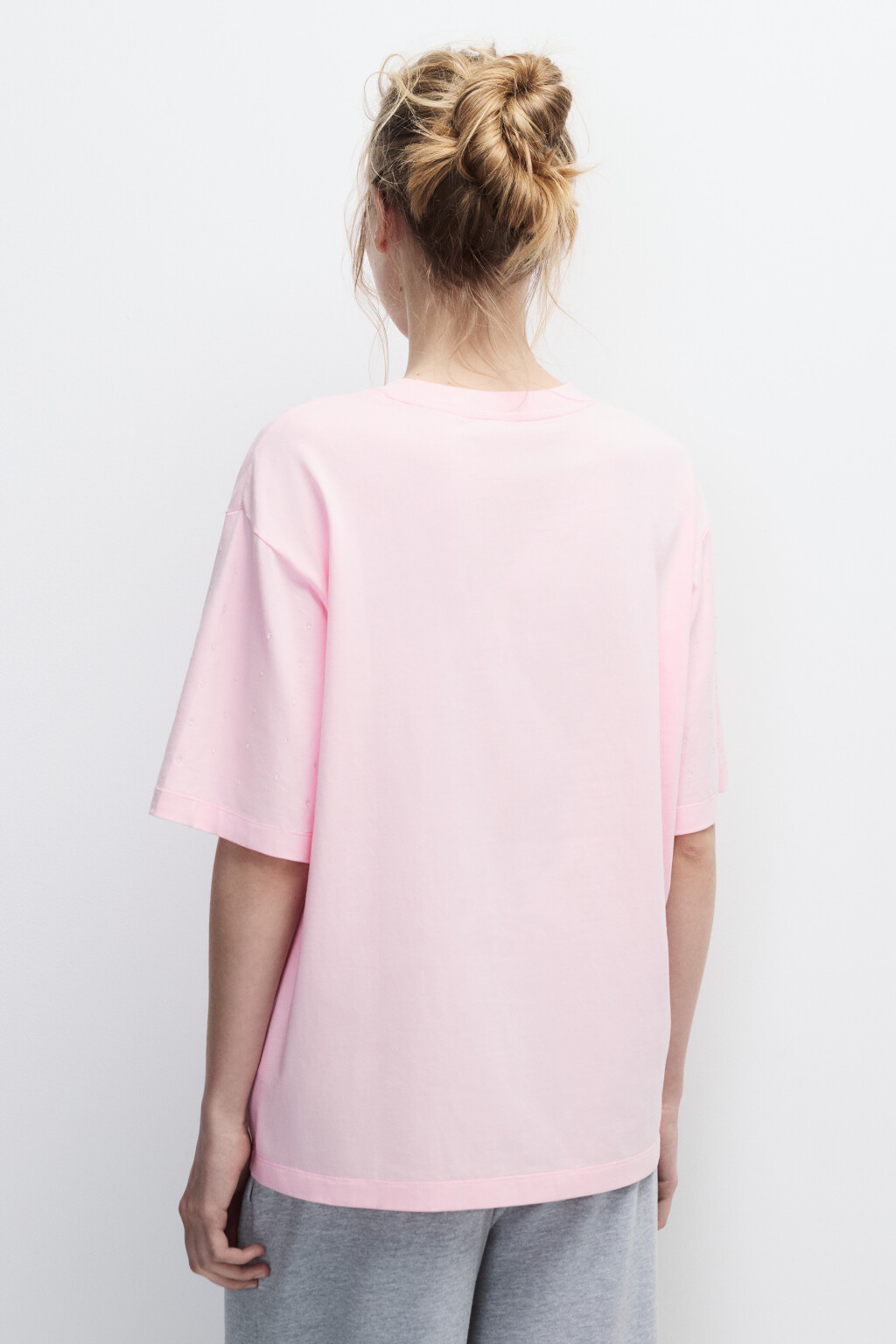 Футболка хлопковая с прозрачными каплями - цвет розовый - 3