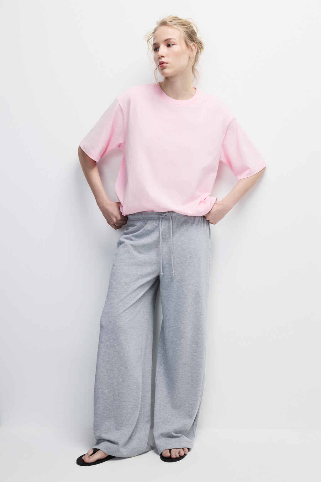 Футболка хлопковая с прозрачными каплями - цвет розовый - 4