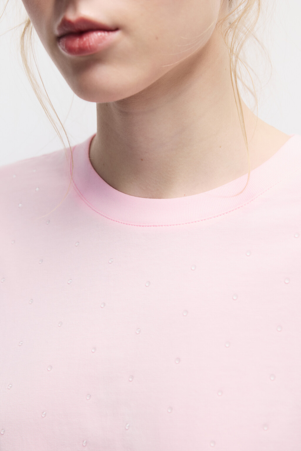 Футболка хлопковая с прозрачными каплями - цвет розовый - 5
