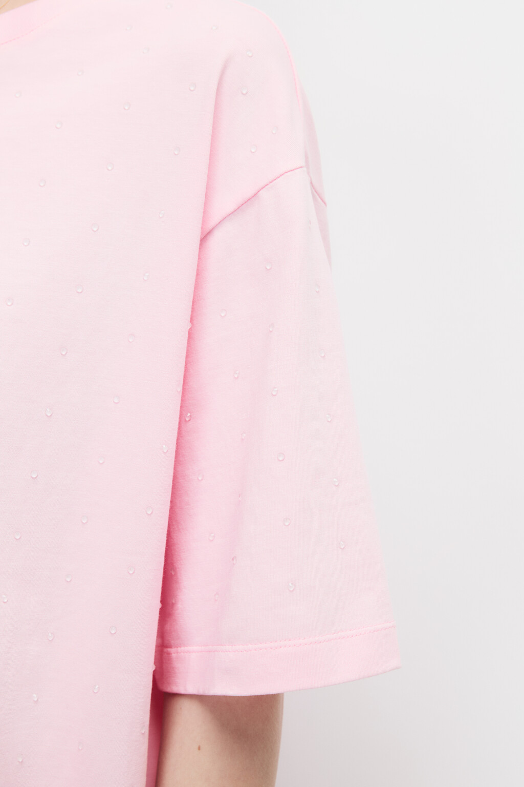 Футболка хлопковая с прозрачными каплями - цвет розовый - 6