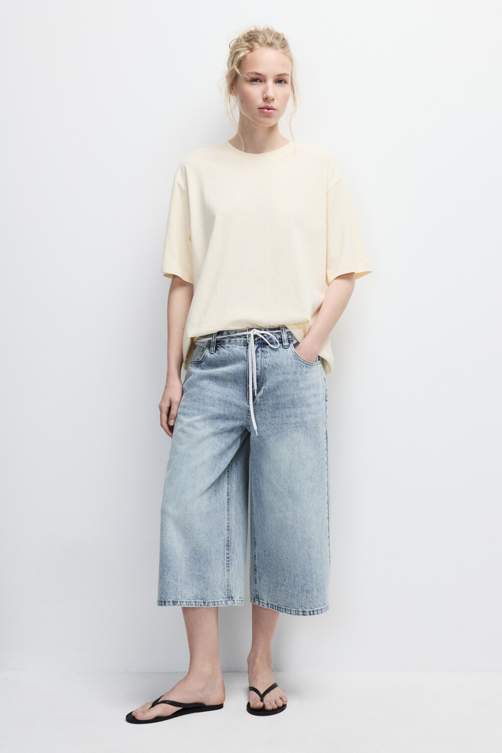 Футболка хлопковая с прозрачными каплями - цвет желтый - 4