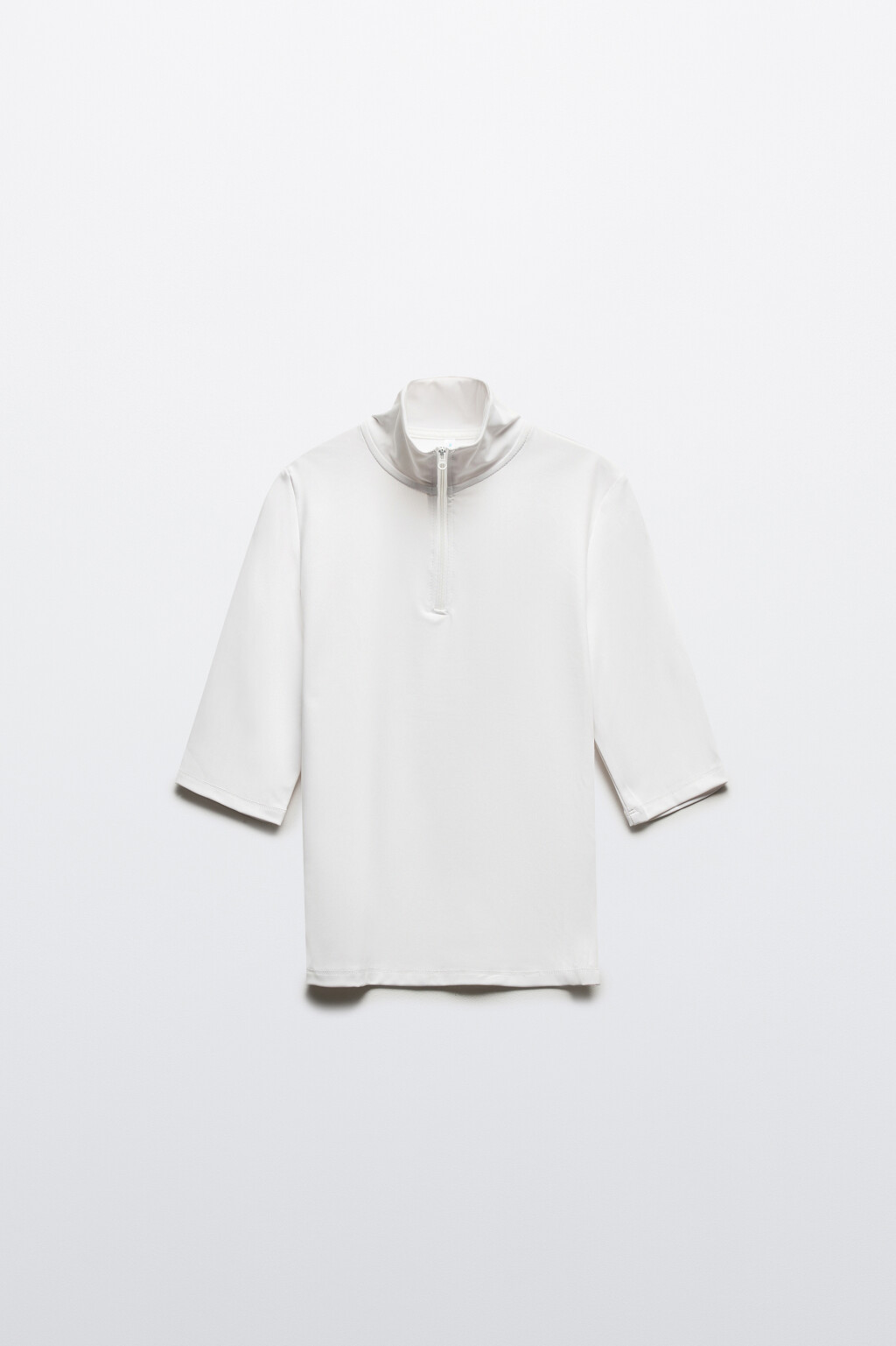 Футболка с воротником на молнии - цвет белый - 6