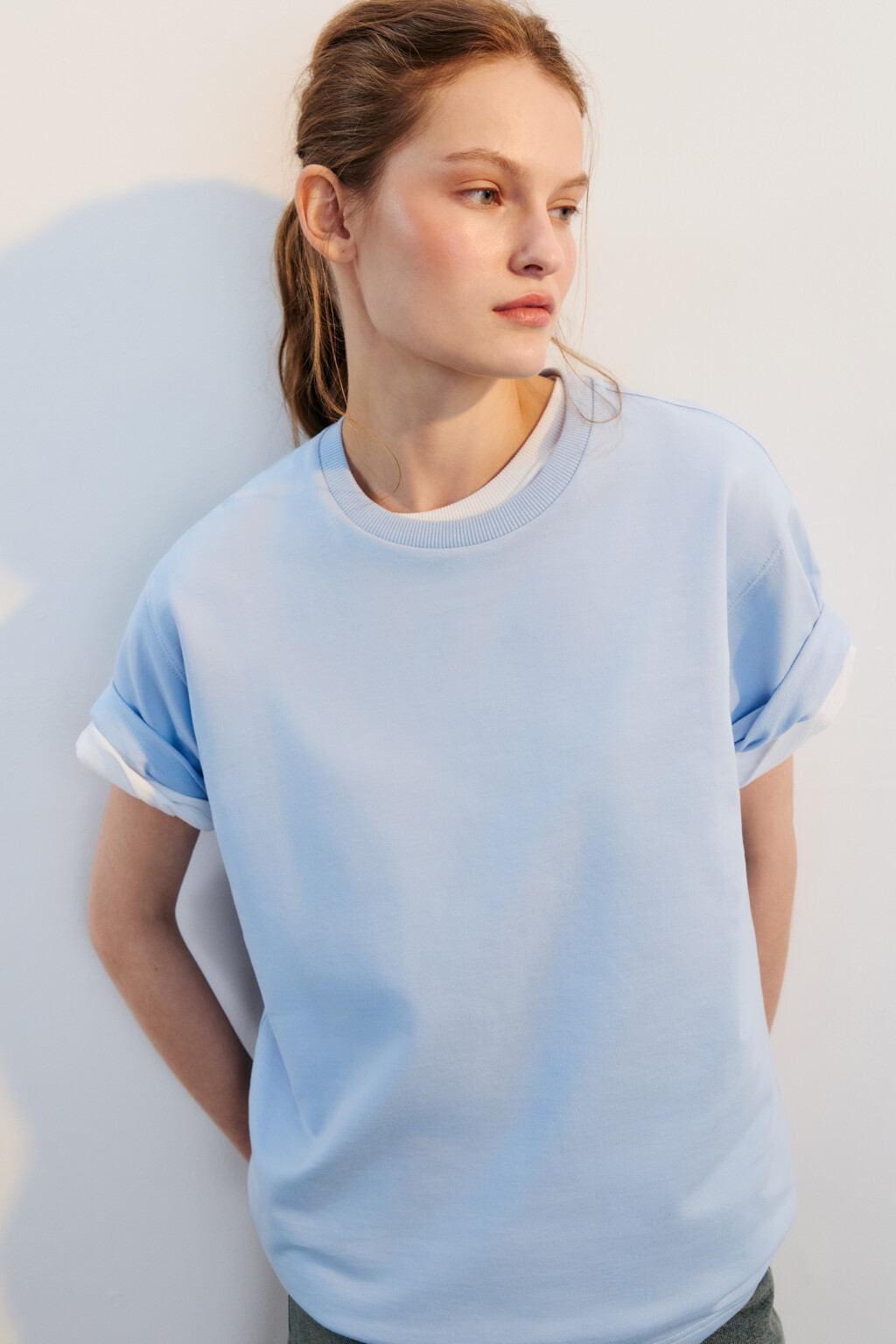 Футболка из плотного трикотажа - цвет голубой - 1