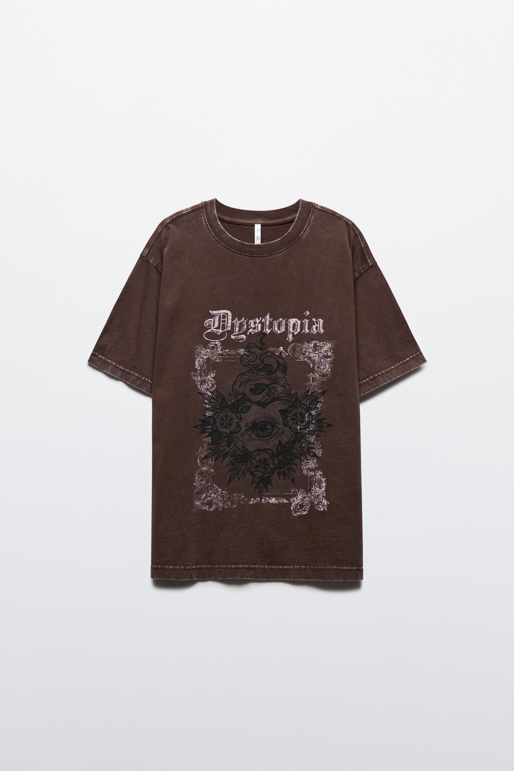Футболка с вареным эффектом и принтом - цвет коричневый - 7