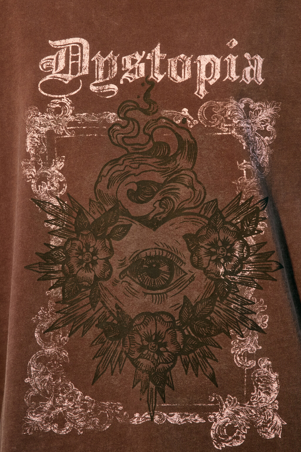 Футболка с вареным эффектом и принтом - цвет коричневый - 5