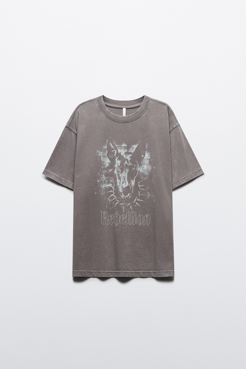 Футболка с вареным эффектом и принтом - цвет серый - 7