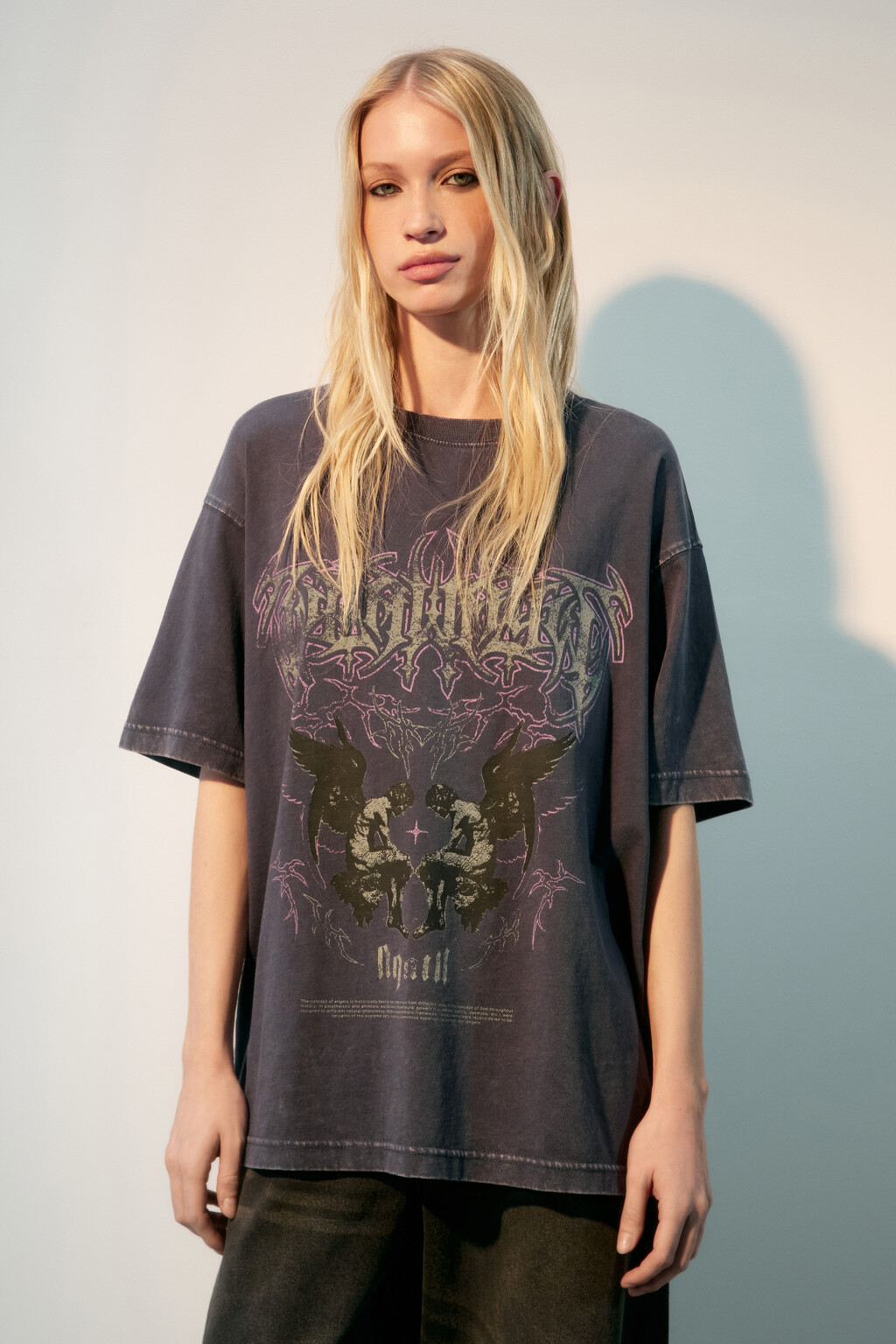 Футболка с вареным эффектом и принтом - цвет синий - 2