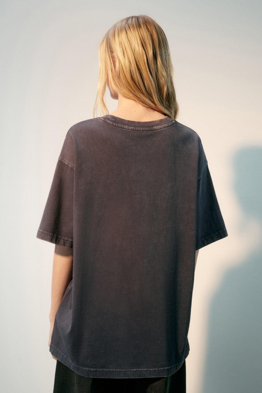 Футболка с вареным эффектом и принтом - цвет синий - 3