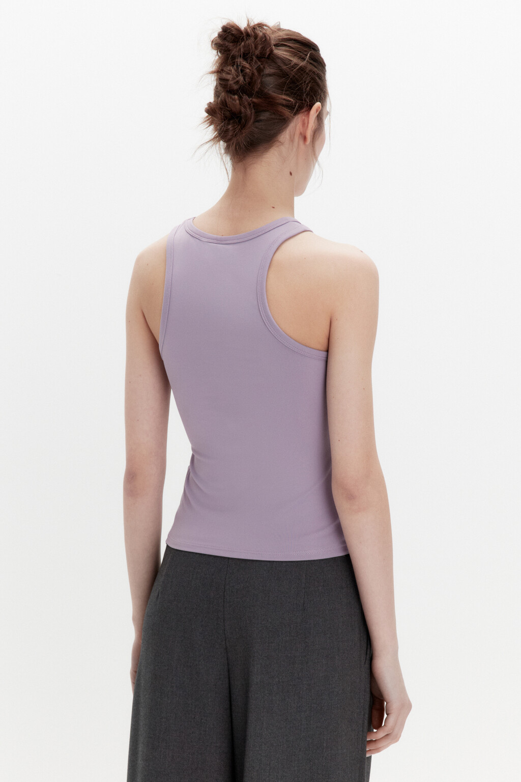 Майка гладкая облегающая на широких бретелях - цвет сиреневый - 3