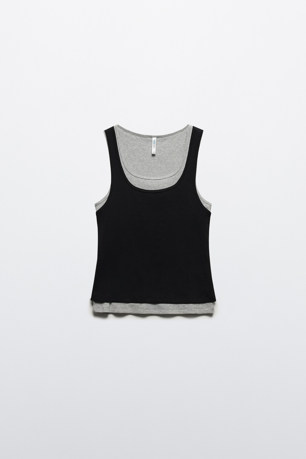 Майка в рубчик двуслойная - цвет черный - 7