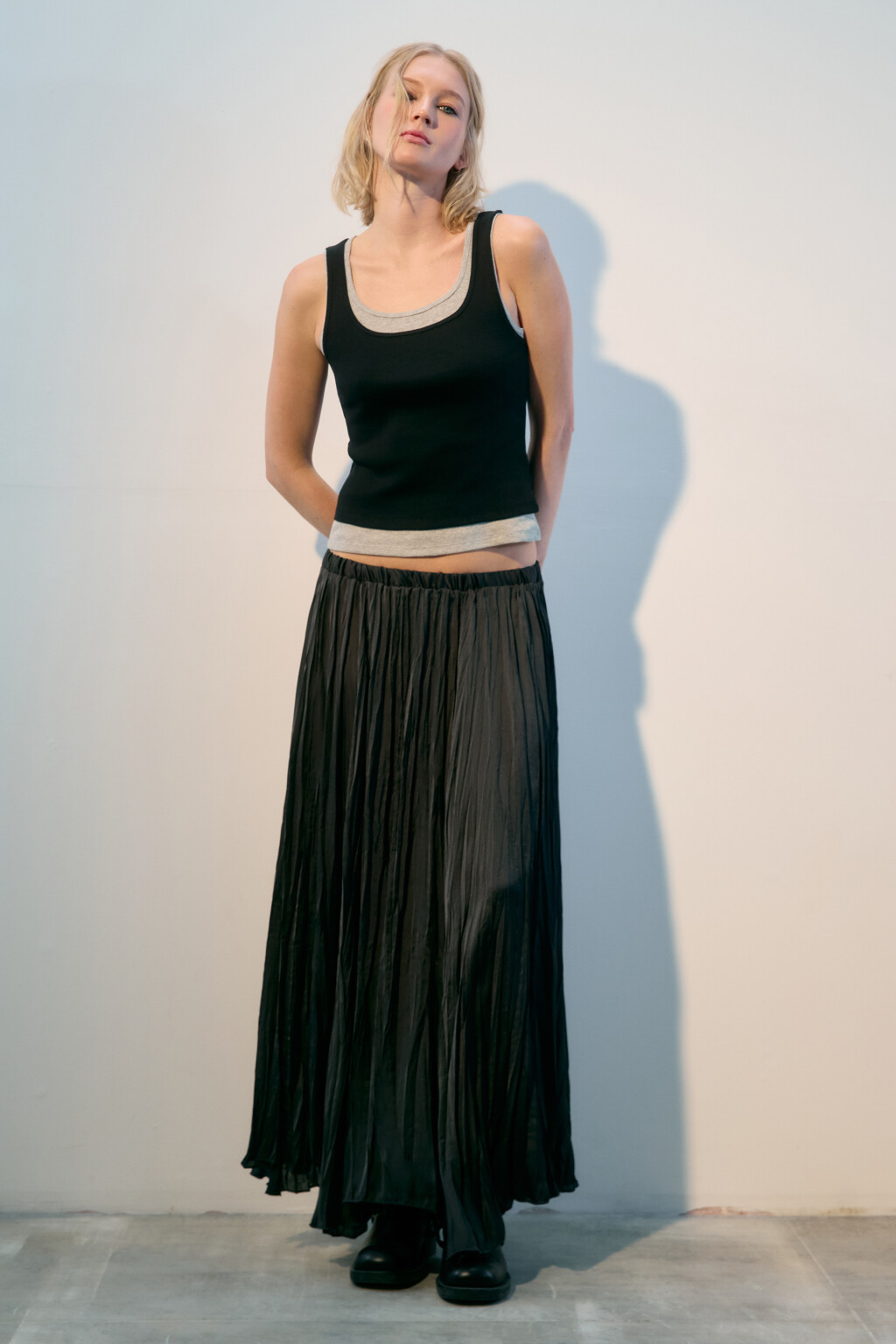 Майка в рубчик двуслойная - цвет черный - 4