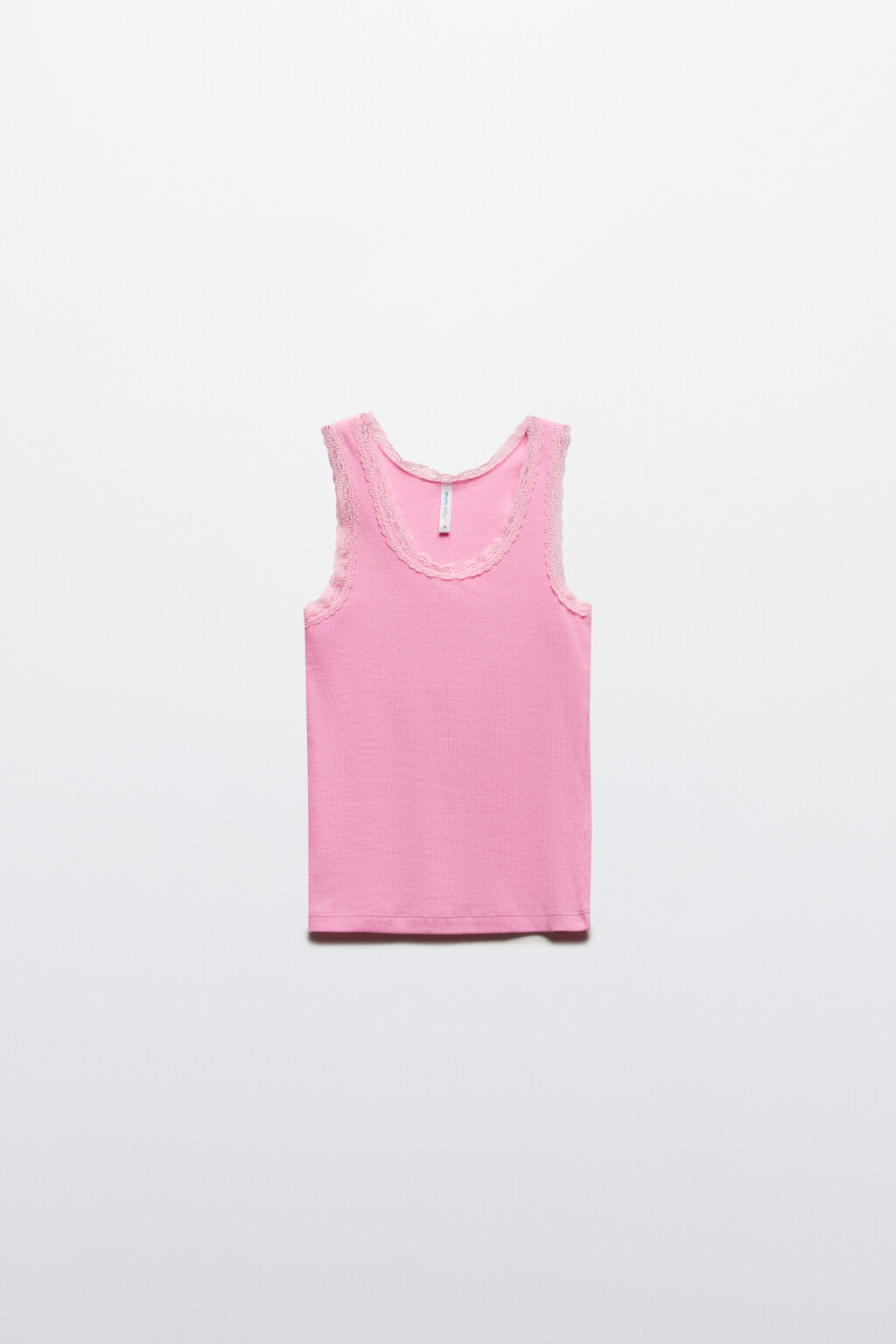 Майка в рубчик с кружевом - цвет розовый - 8