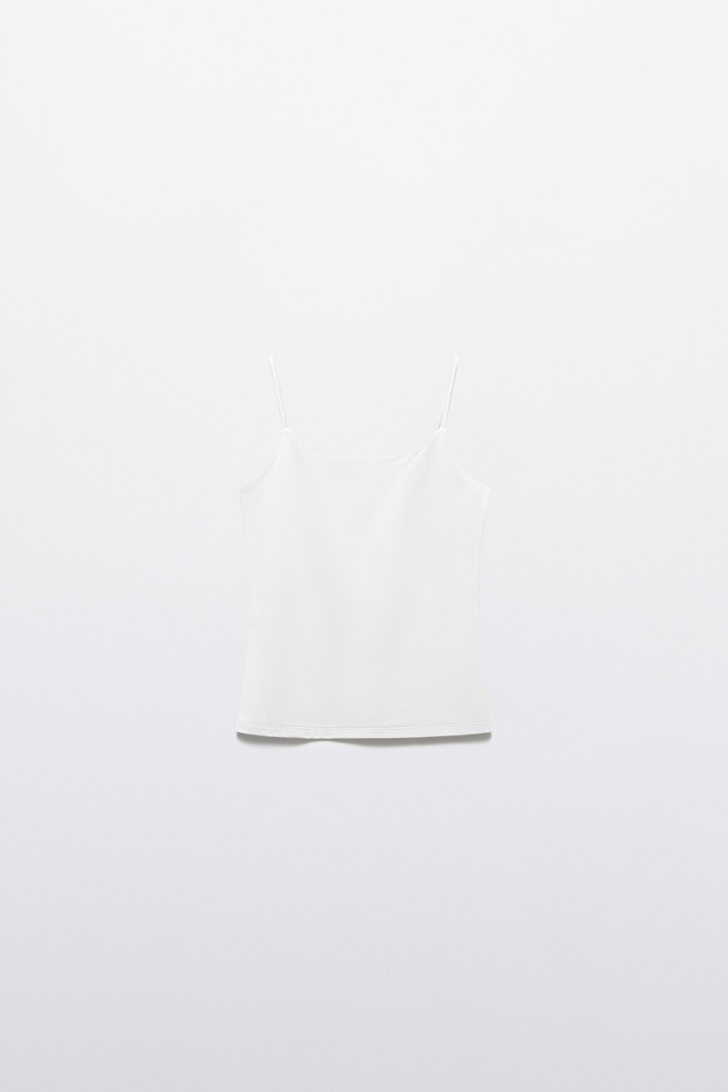 Майка гладкая на тонких бретельках - цвет белый - 7