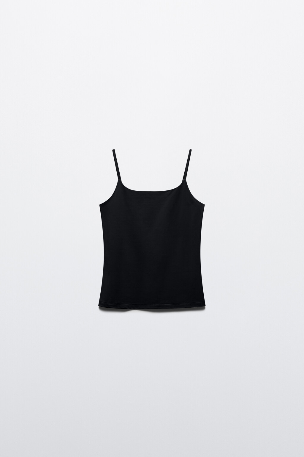 Майка гладкая на тонких бретельках - цвет черный - 7