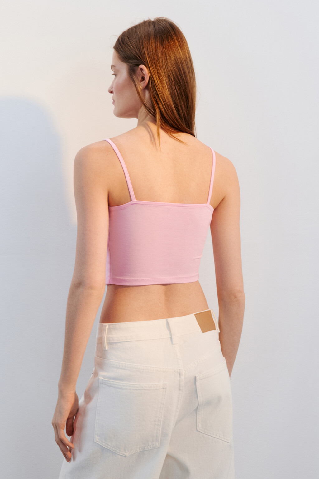 Топ-бандо на тонких бретельках - цвет розовый - 3