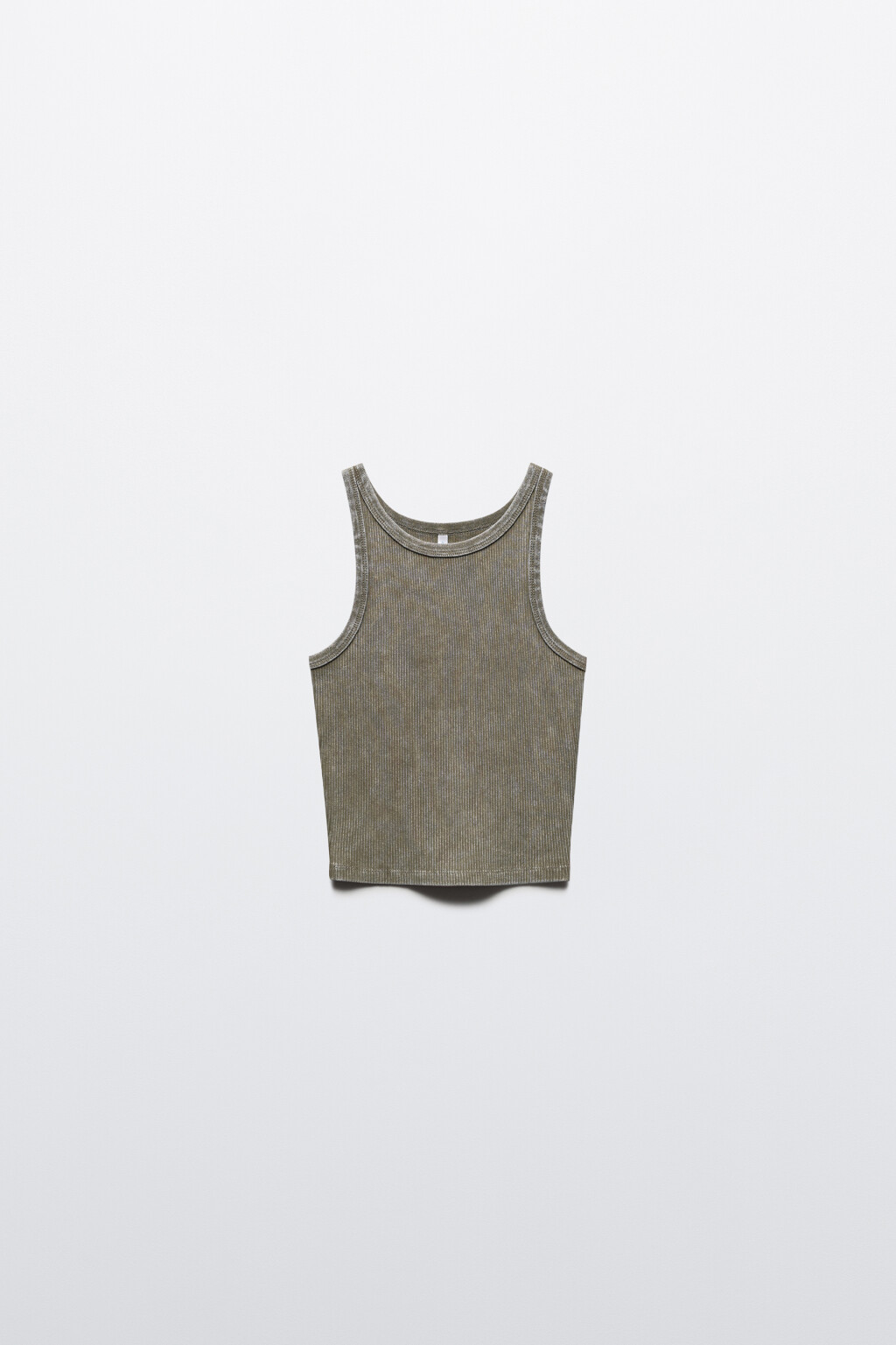 Майка-топ в рубчик на узких бретелях - цвет зеленый - 7