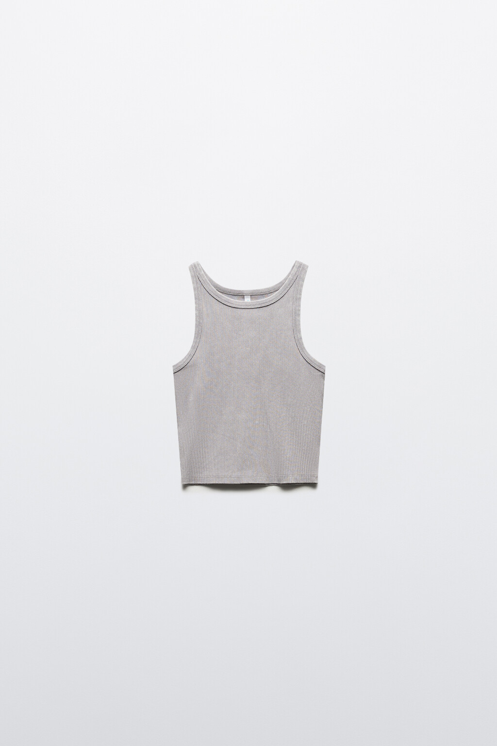 Майка-топ в рубчик на узких бретелях - цвет серый - 7