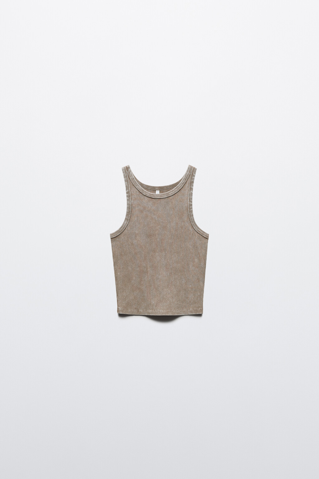 Майка-топ в рубчик на узких бретелях - цвет бежевый - 7