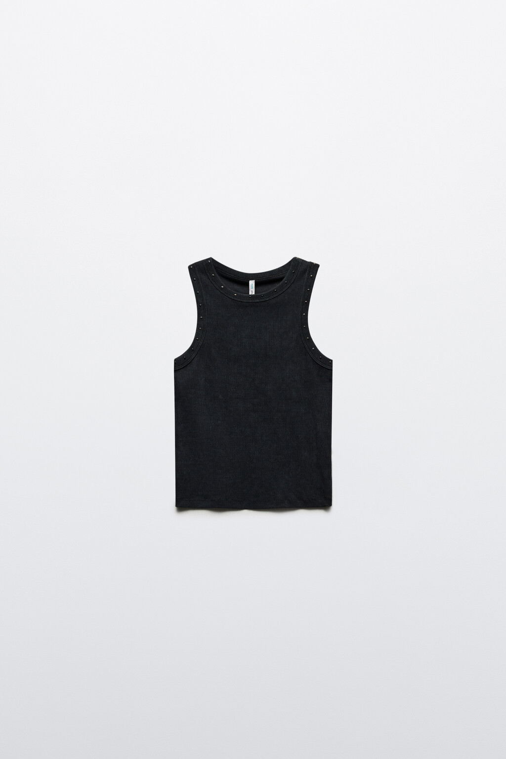 Майка в рубчик с металлическими заклепками - цвет серый - 7