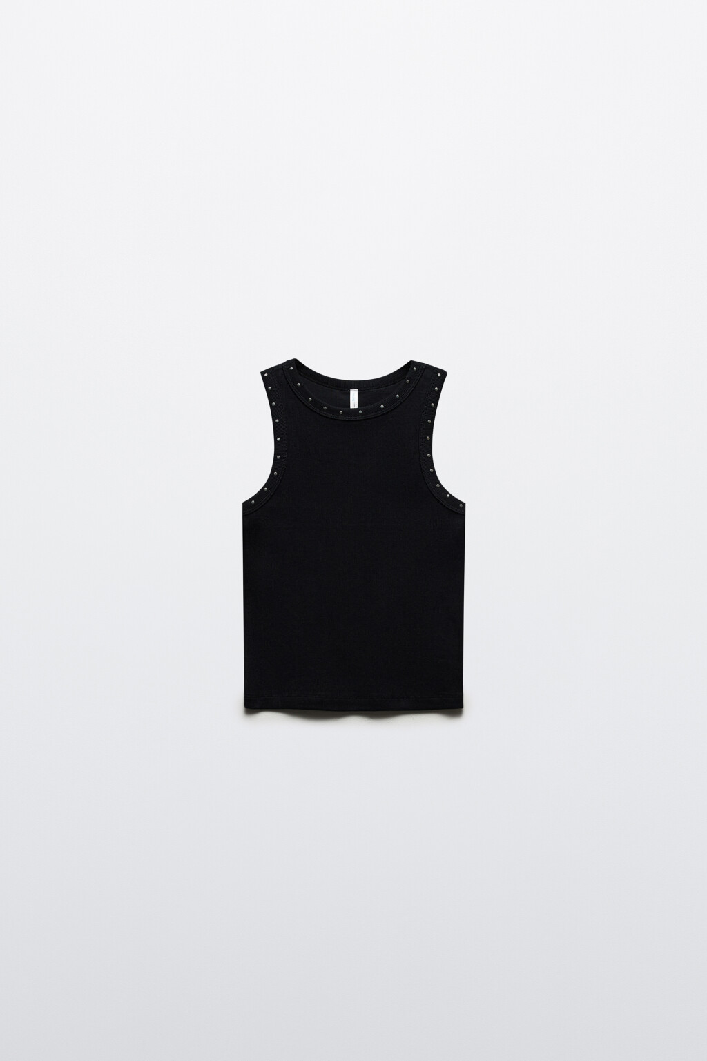 Майка в рубчик с металлическими заклепками - цвет черный - 7