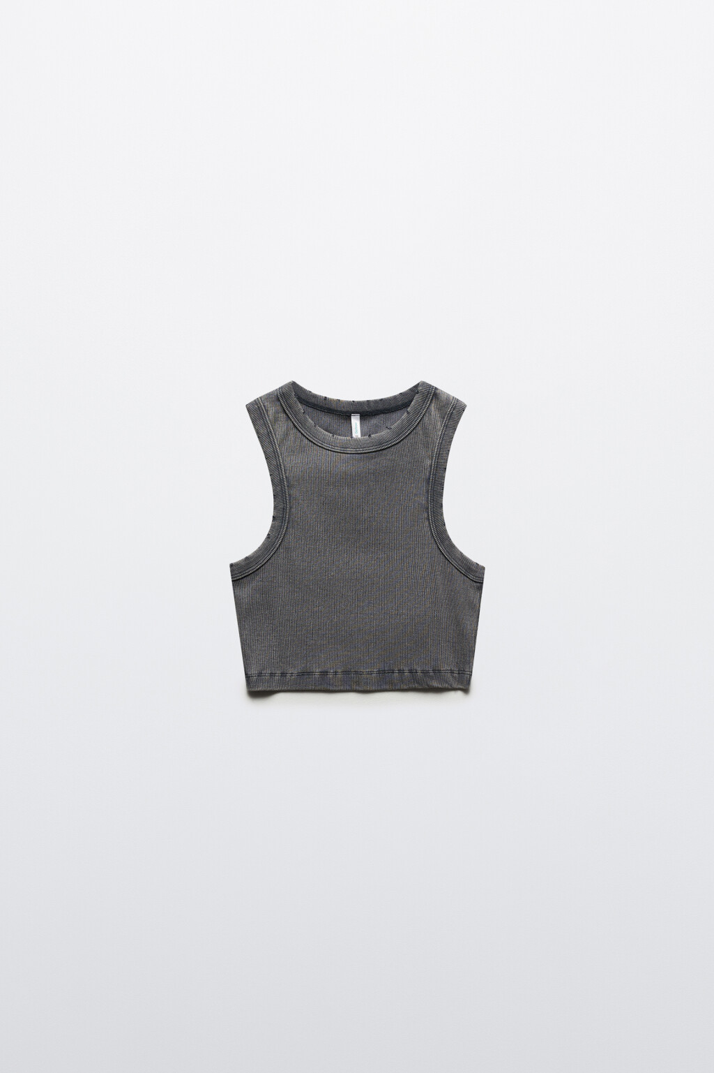 Топ-майка хлопковый в рубчик - цвет серый - 7
