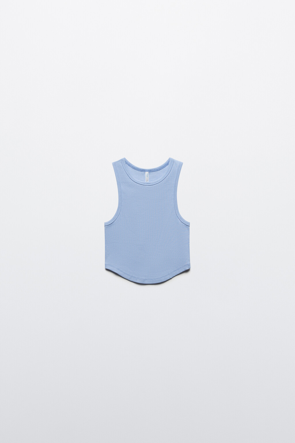 Майка-топ хлопковая в рубчик - цвет голубой - 7