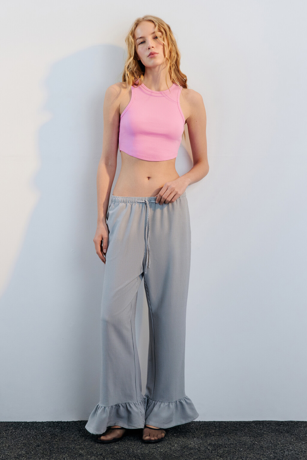 Майка-топ хлопковая в рубчик - цвет розовый - 5