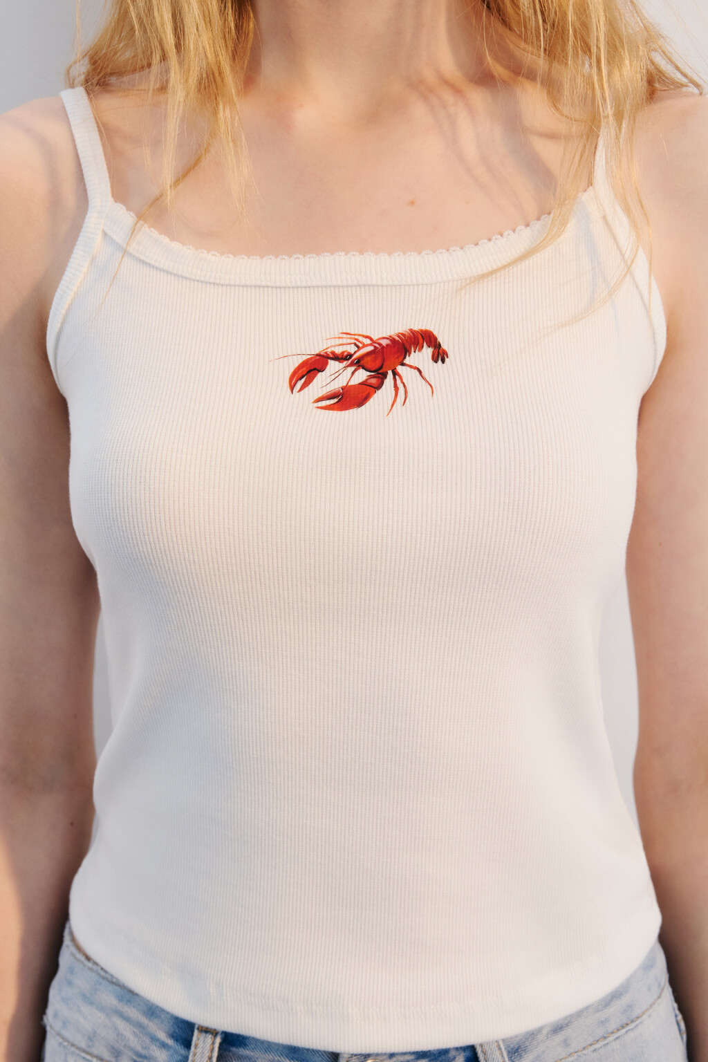 Майка на бретельках с принтом - цвет белый - 5