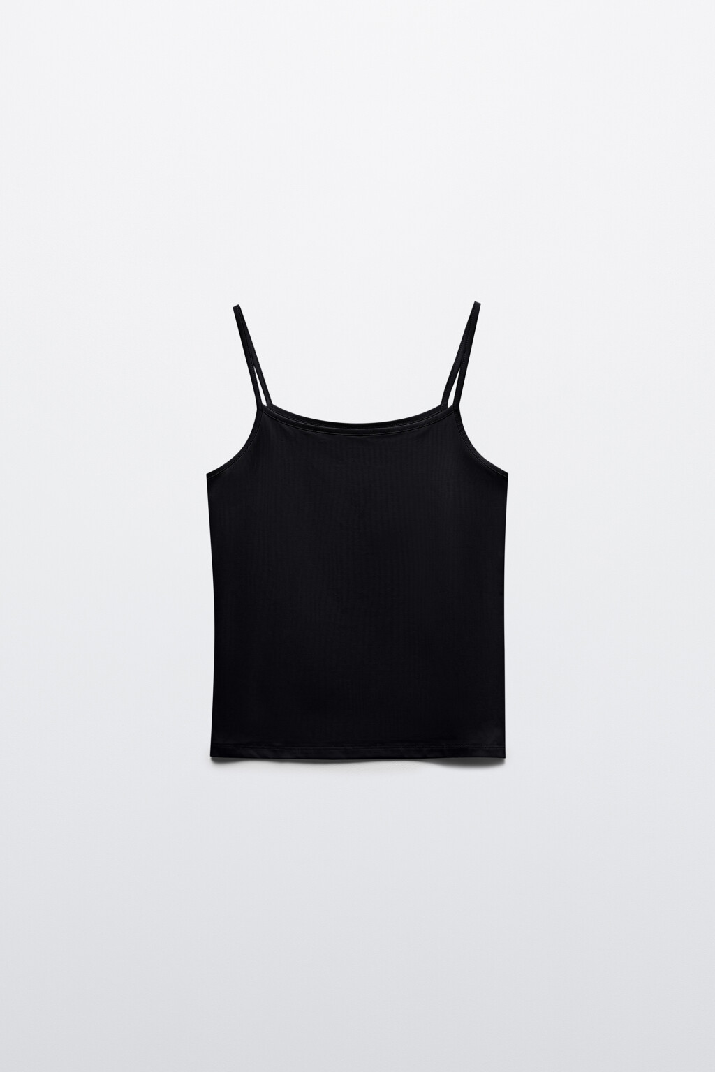 Майка гладкая на тонких бретельках - цвет черный - 7