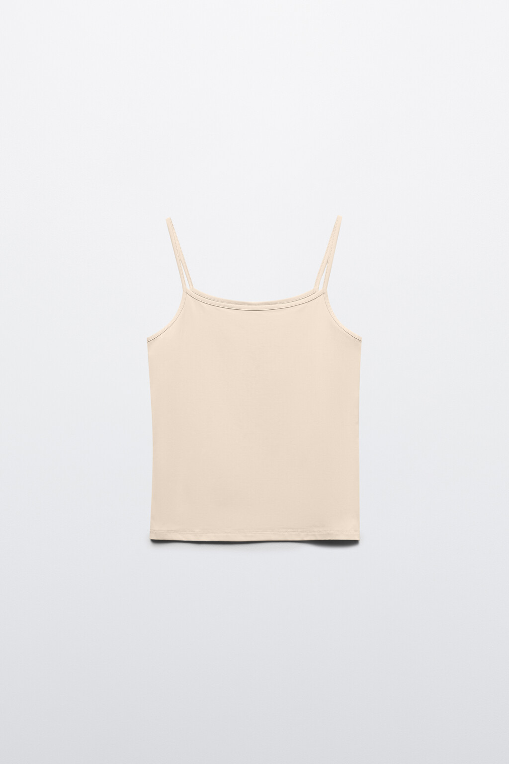 Майка гладкая на тонких бретельках - цвет бежевый - 7