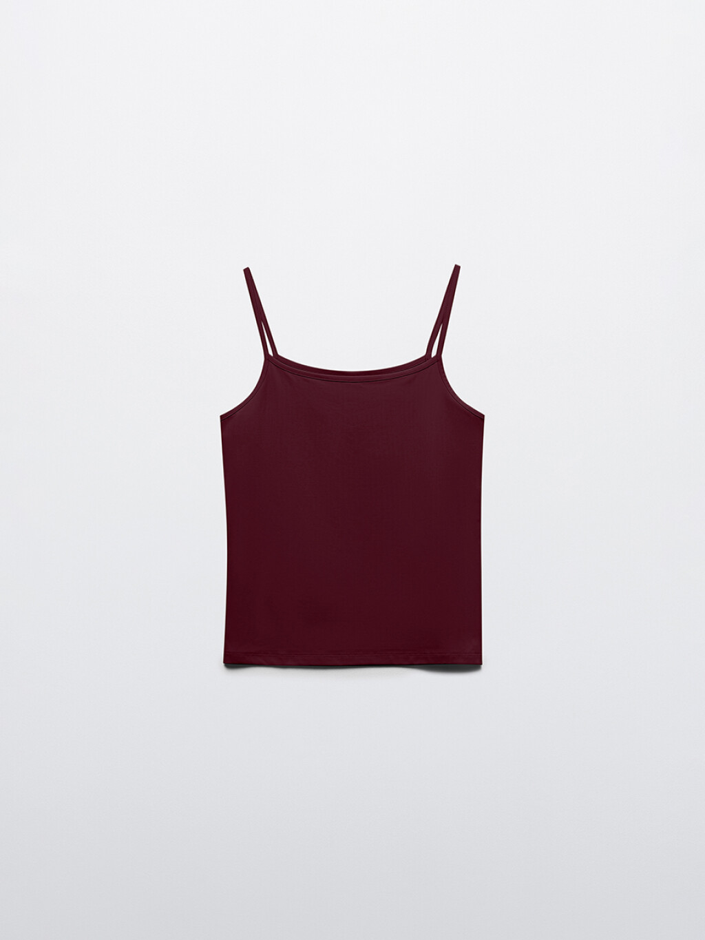 Майка гладкая на тонких бретельках - цвет бордовый - 7