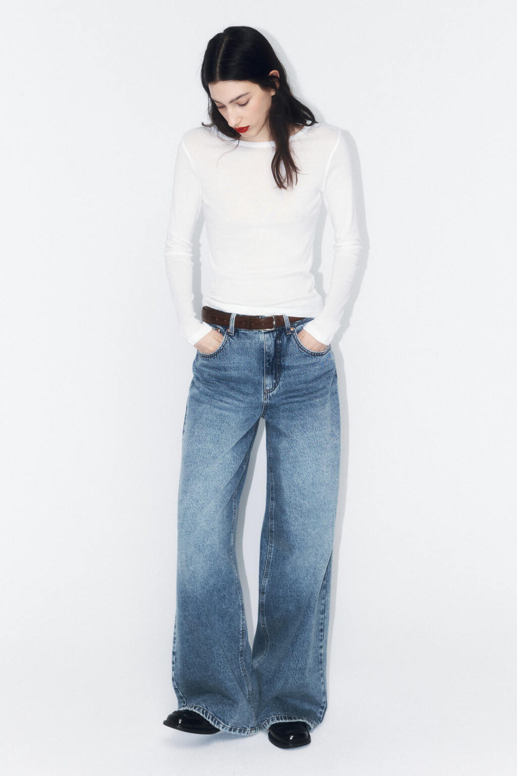 Лонгслив из тонкого хлопкового трикотажа - цвет белый - 4