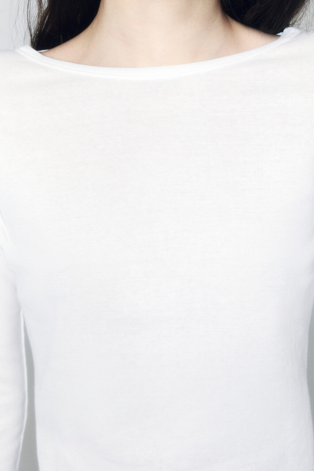 Лонгслив из тонкого хлопкового трикотажа - цвет белый - 5