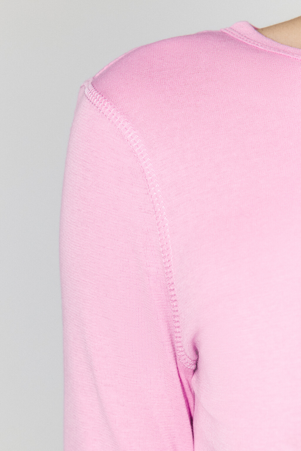 Лонгслив из тонкого хлопкового трикотажа - цвет розовый - 6