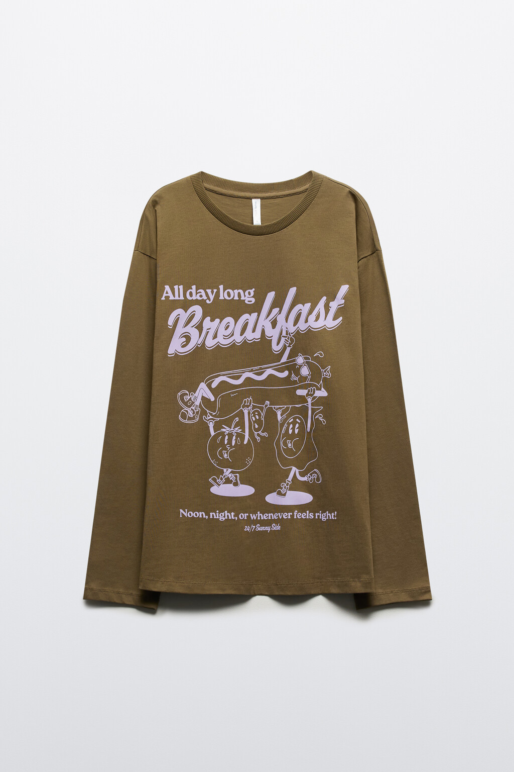 Лонгслив хлопковый с принтом - цвет зеленый - 7